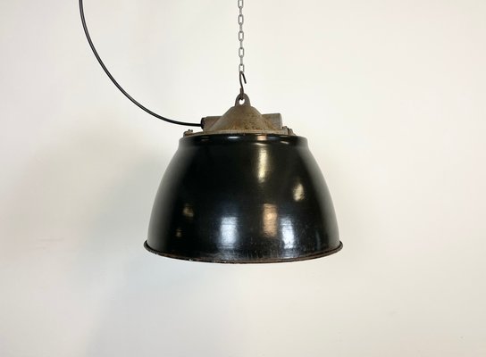 Industrial Factory Black Enamel Cage Pendant Light, 1950s-CGF-1110378