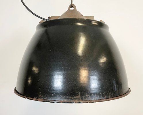 Industrial Factory Black Enamel Cage Pendant Light, 1950s-CGF-1110378