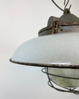 Industrial Factory Cage Pendant Lamp in Cast Iron and Grey Enamel from Zaos, 1960s-CGF-1299920