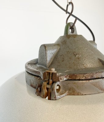 Industrial Factory Cage Pendant Lamp in Cast Iron and Grey Enamel from Zaos, 1960s-CGF-1299920