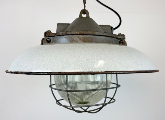 Industrial Factory Cage Pendant Lamp in Cast Iron and Grey Enamel from Zaos, 1960s-CGF-1299920