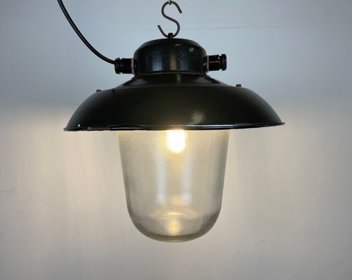 Industrial Factory Hanging Lamp in Black Enamel from Elektrosvit, 1960s-CGF-1299768