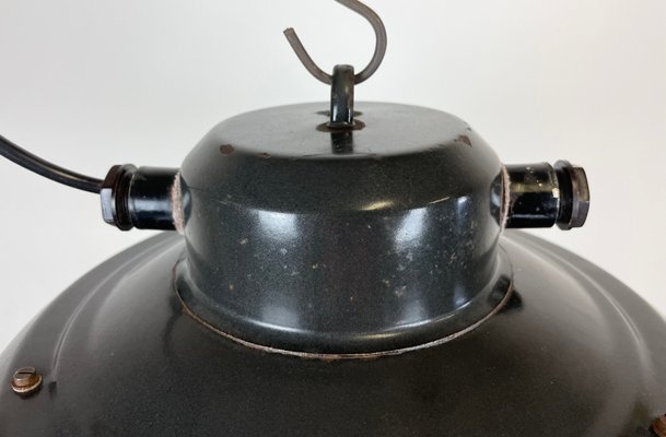 Industrial Factory Hanging Lamp in Black Enamel from Elektrosvit, 1960s-CGF-1299768