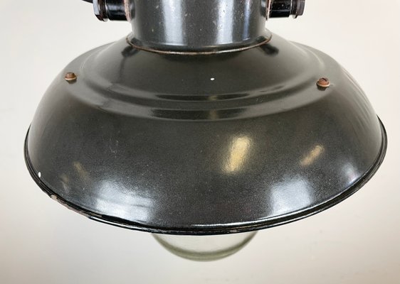 Industrial Factory Hanging Lamp in Black Enamel from Elektrosvit, 1960s-CGF-1299768