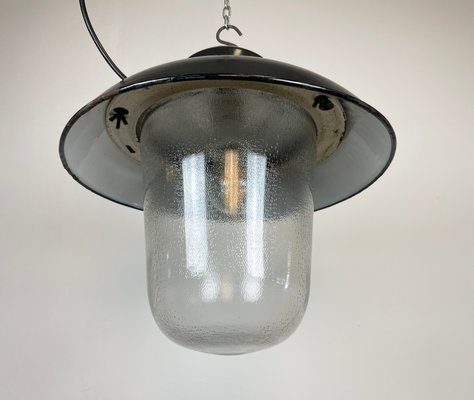 Industrial Factory Hanging Lamp in Black Enamel from Elektrosvit, 1960s-CGF-1299768