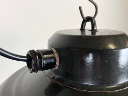 Industrial Factory Hanging Lamp in Black Enamel from Elektrosvit, 1960s-CGF-1299768