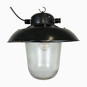 Industrial Factory Hanging Lamp in Black Enamel from Elektrosvit, 1960s-CGF-1299768