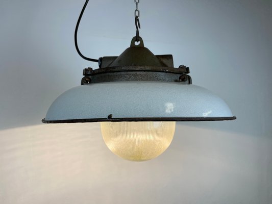 Industrial Factory Pendant Lamp in Cast Iron and Grey Enamel from Zaos, 1960s-CGF-1299911