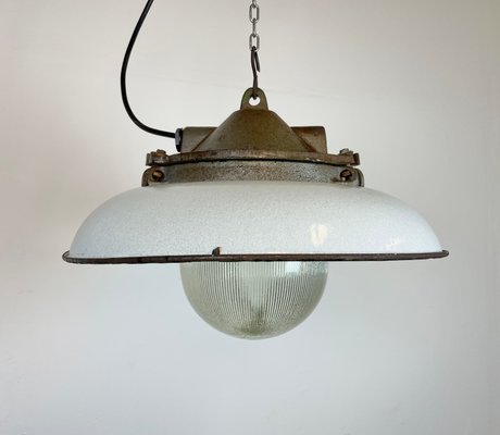 Industrial Factory Pendant Lamp in Cast Iron and Grey Enamel from Zaos, 1960s-CGF-1299911