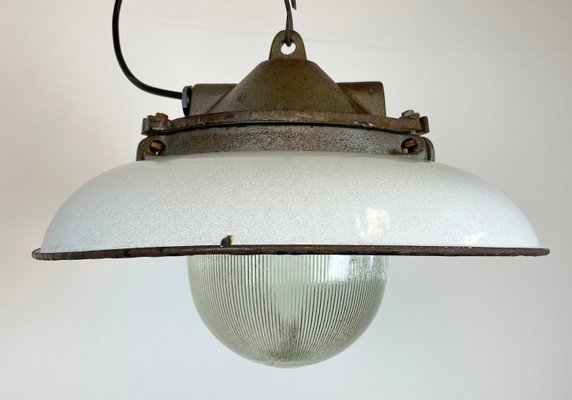 Industrial Factory Pendant Lamp in Cast Iron and Grey Enamel from Zaos, 1960s-CGF-1299911