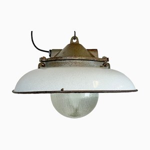 Industrial Factory Pendant Lamp in Cast Iron and Grey Enamel from Zaos, 1960s-CGF-1299911