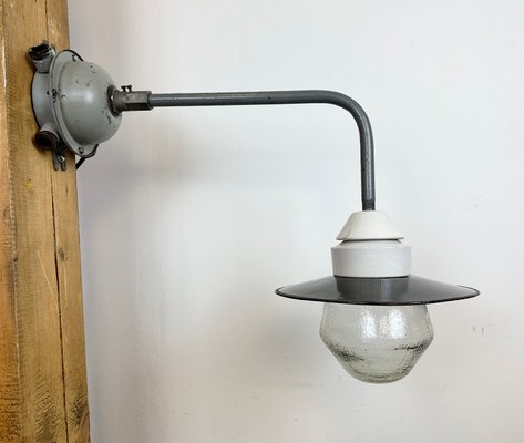 Industrial Factory Wall Light with Enamel Shade, 1960s-CGF-1720940