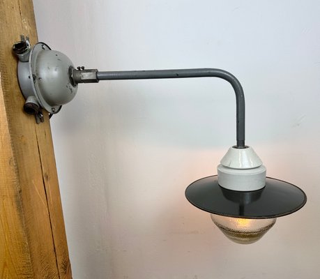 Industrial Factory Wall Light with Enamel Shade, 1960s-CGF-1720940