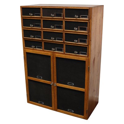 Industrial German Oak and Pine Apothecary Cabinet, Mid-20th-Century-XO-952761