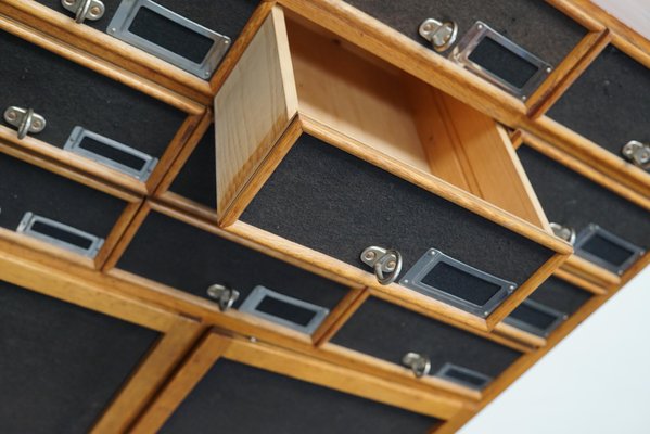 Industrial German Oak and Pine Apothecary Cabinet, Mid-20th-Century-XO-952761