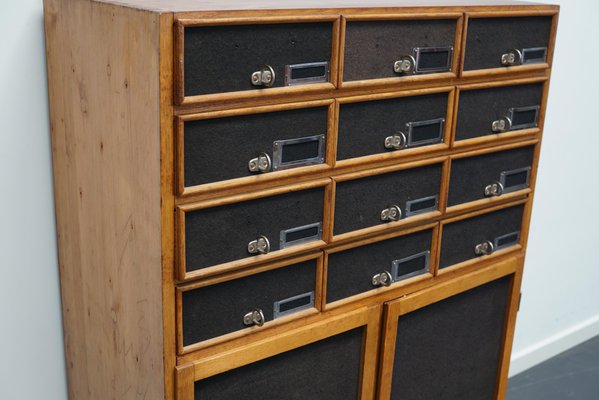 Industrial German Oak and Pine Apothecary Cabinet, Mid-20th-Century-XO-952761