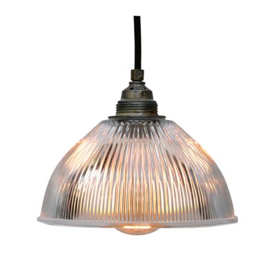 Industrial Glass Ceiling Lamp from Holophane, 1950s-BLS-1086825