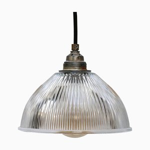 Industrial Glass Ceiling Lamp from Holophane, 1950s-BLS-1086825