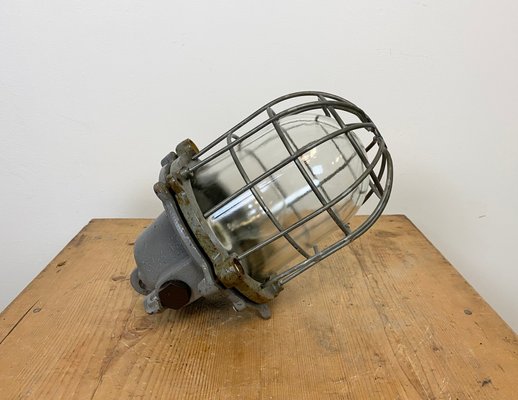 Industrial Gray Cast Iron Cage Pendant Light, 1960s-CGF-912934