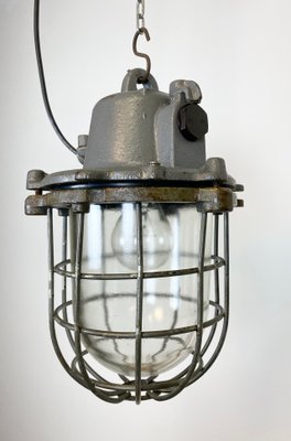 Industrial Gray Cast Iron Cage Pendant Light, 1960s-CGF-912934