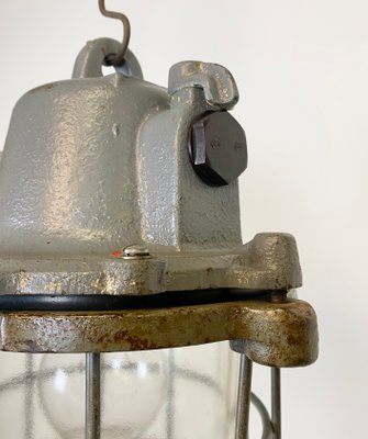 Industrial Gray Cast Iron Cage Pendant Light, 1960s-CGF-912934