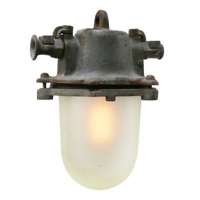 Industrial Gray Cast Iron Frosted Glass Pendant Lamp-BLS-1319568