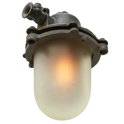 Industrial Gray Cast Iron Frosted Glass Pendant Lamp-BLS-1319568