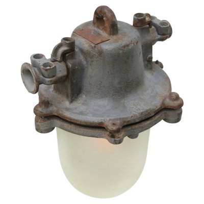 Industrial Gray Cast Iron Frosted Glass Pendant Lamp-BLS-1319568