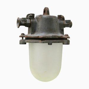 Industrial Gray Cast Iron Frosted Glass Pendant Lamp-BLS-1319568