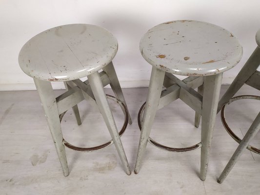 Industrial Gray Stools from Stella, 1950s, Set of 4-EAD-1742770