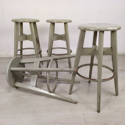 Industrial Gray Stools from Stella, 1950s, Set of 4-EAD-1742770