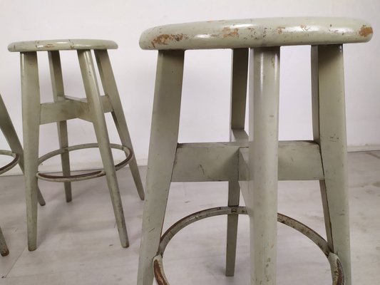 Industrial Gray Stools from Stella, 1950s, Set of 4-EAD-1742770