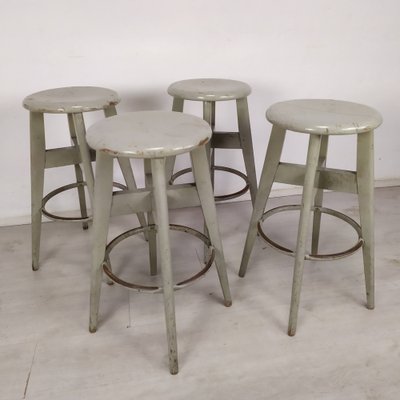 Industrial Gray Stools from Stella, 1950s, Set of 4-EAD-1742770