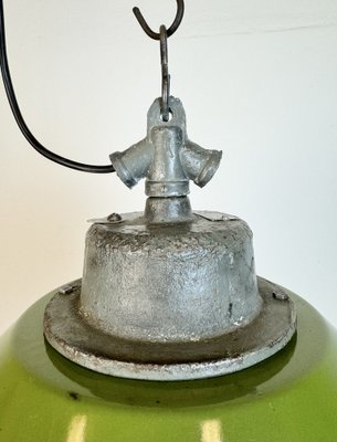 Industrial Green Enamel and Cast Iron Cage Pendant Light, 1960s-CGF-1785001