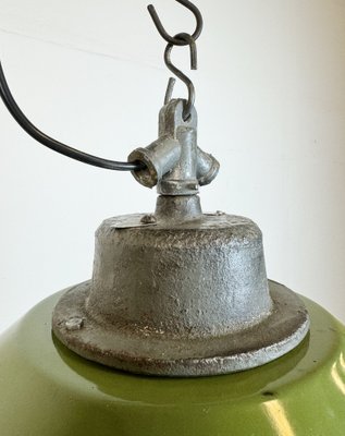 Industrial Green Enamel and Cast Iron Cage Pendant Light, 1960s-CGF-1785001