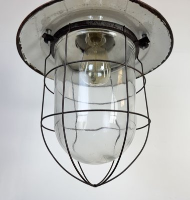 Industrial Green Enamel Cage Pendant Light, 1960s-CGF-2043721