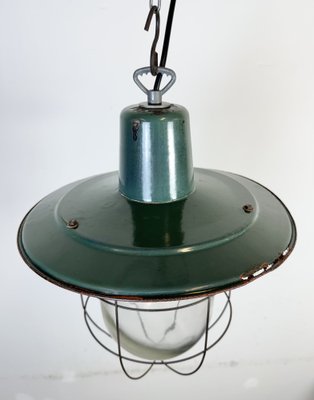 Industrial Green Enamel Cage Pendant Light, 1960s-CGF-2043721