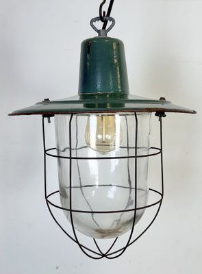 Industrial Green Enamel Cage Pendant Light, 1960s-CGF-2043721