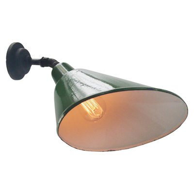 Industrial Green Enamel & Cast Iron Factory Wall Lamp-BLS-1318847