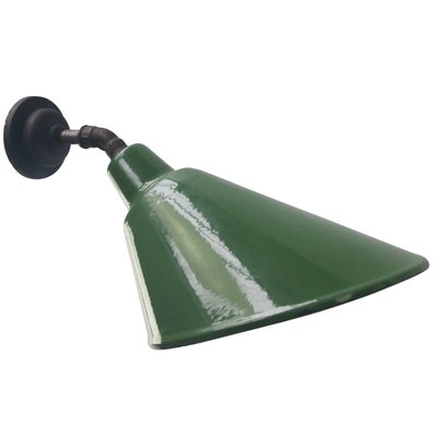 Industrial Green Enamel & Cast Iron Factory Wall Lamp-BLS-1318847