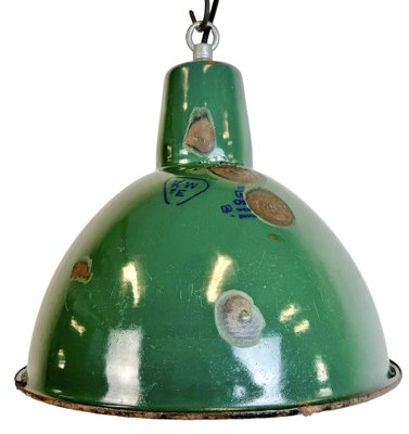 Industrial Green Enamel Factory Pendant Lamp, 1960s-CGF-1785078