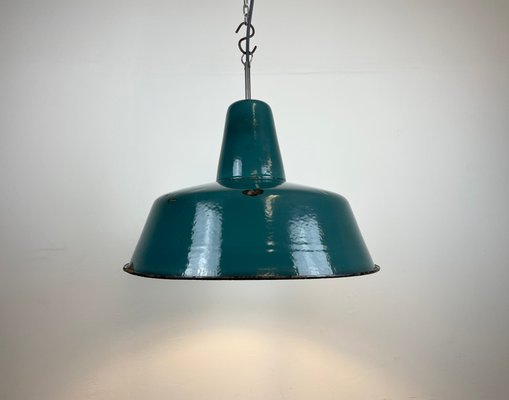 Industrial Green Enamel Factory Pendant Lamp, 1960s-CGF-1363965