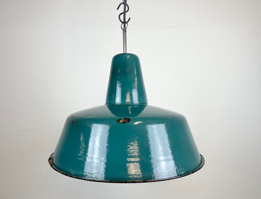 Industrial Green Enamel Factory Pendant Lamp, 1960s-CGF-1363965