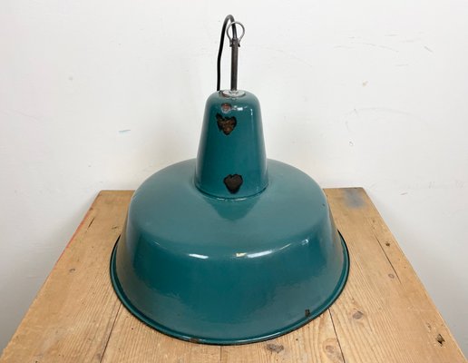 Industrial Green Enamel Factory Pendant Lamp, 1960s-CGF-1363965