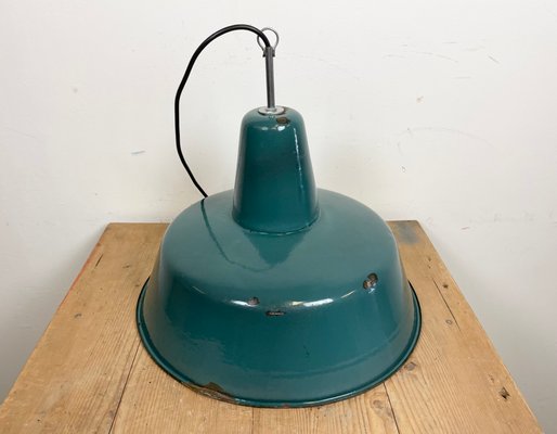 Industrial Green Enamel Factory Pendant Lamp, 1960s-CGF-1363965