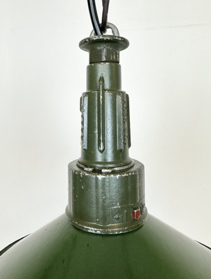 Industrial Green Enamel Military Pendant Lamp with Cast Aluminium Top, 1960s-CGF-1703753