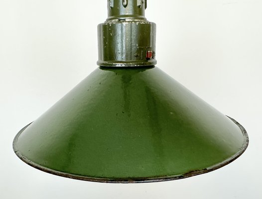 Industrial Green Enamel Military Pendant Lamp with Cast Aluminium Top, 1960s-CGF-1703753