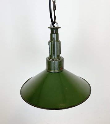 Industrial Green Enamel Military Pendant Lamp with Cast Aluminium Top, 1960s-CGF-1703753