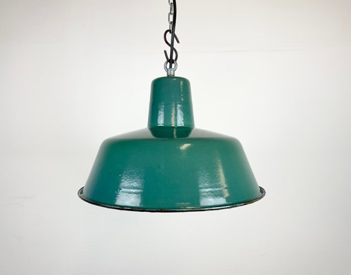 Industrial Green Enamel Pendant Lamp, 1960s-CGF-1363732