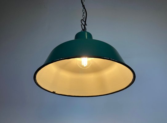 Industrial Green Enamel Pendant Lamp, 1960s-CGF-1363732